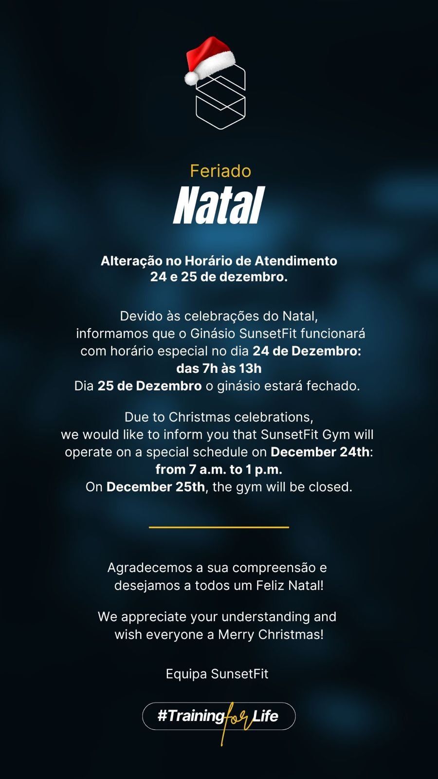 Aviso feriado de natal